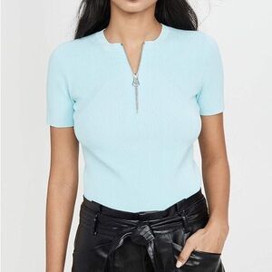 Helmut Lang Blue Fitted Quarter Zip